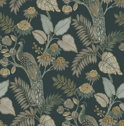 York Wallcoverings A-Street Prints Geneva Sea Green Peacock Paradise Wallpaper Animals Modern Sea Green  Wallpaper - 4173-27645