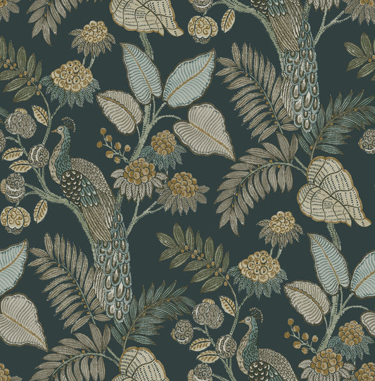 York Wallcoverings A-Street Prints Geneva Sea Green Peacock Paradise Wallpaper Animals Modern Sea Green  Wallpaper - 4173-27645