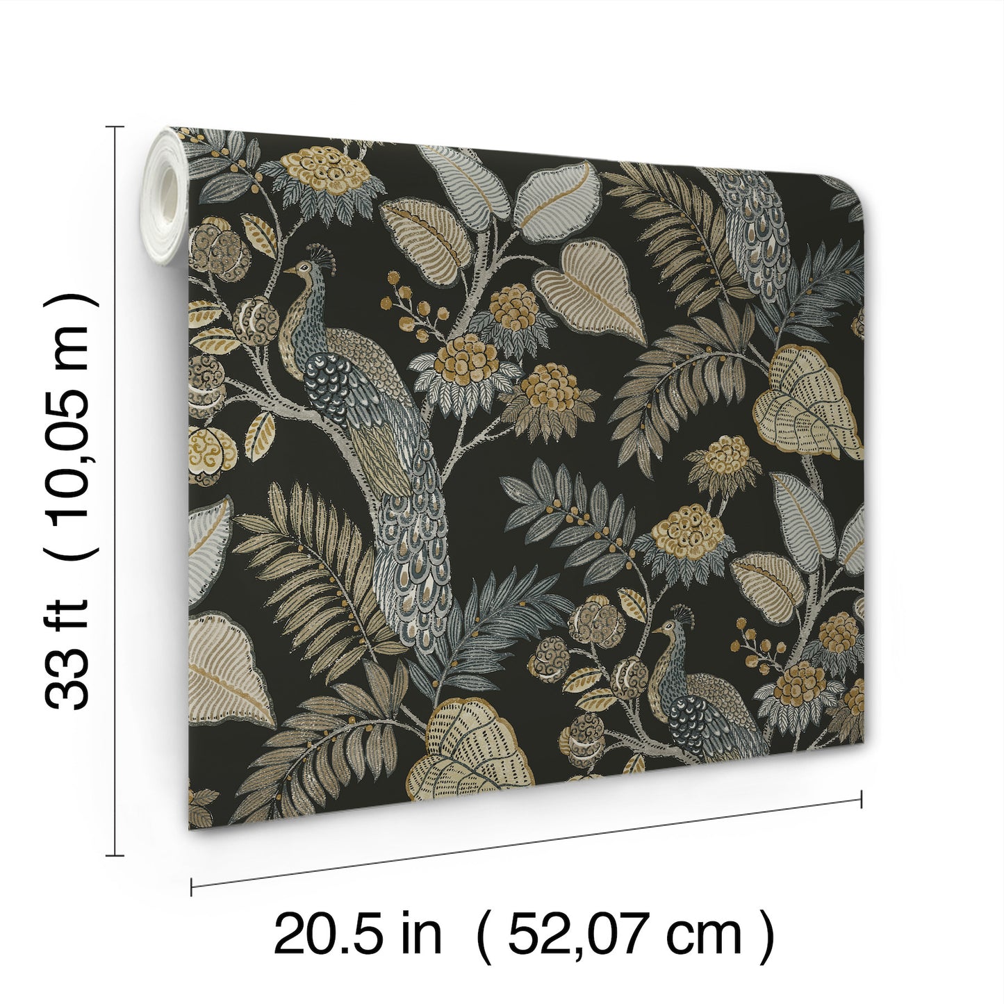 York Wallcoverings A-Street Prints Geneva Black Peacock Paradise Wallpaper Animals Modern Black  Wallpaper - 4173-27646