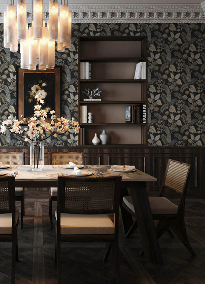 York Wallcoverings A-Street Prints Geneva Black Peacock Paradise Wallpaper Animals Modern Black  Wallpaper - 4173-27646