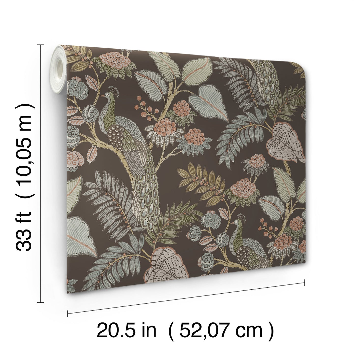 York Wallcoverings A-Street Prints Geneva Chocolate Peacock Paradise Wallpaper Animals Modern Chocolate  Wallpaper - 4173-27647