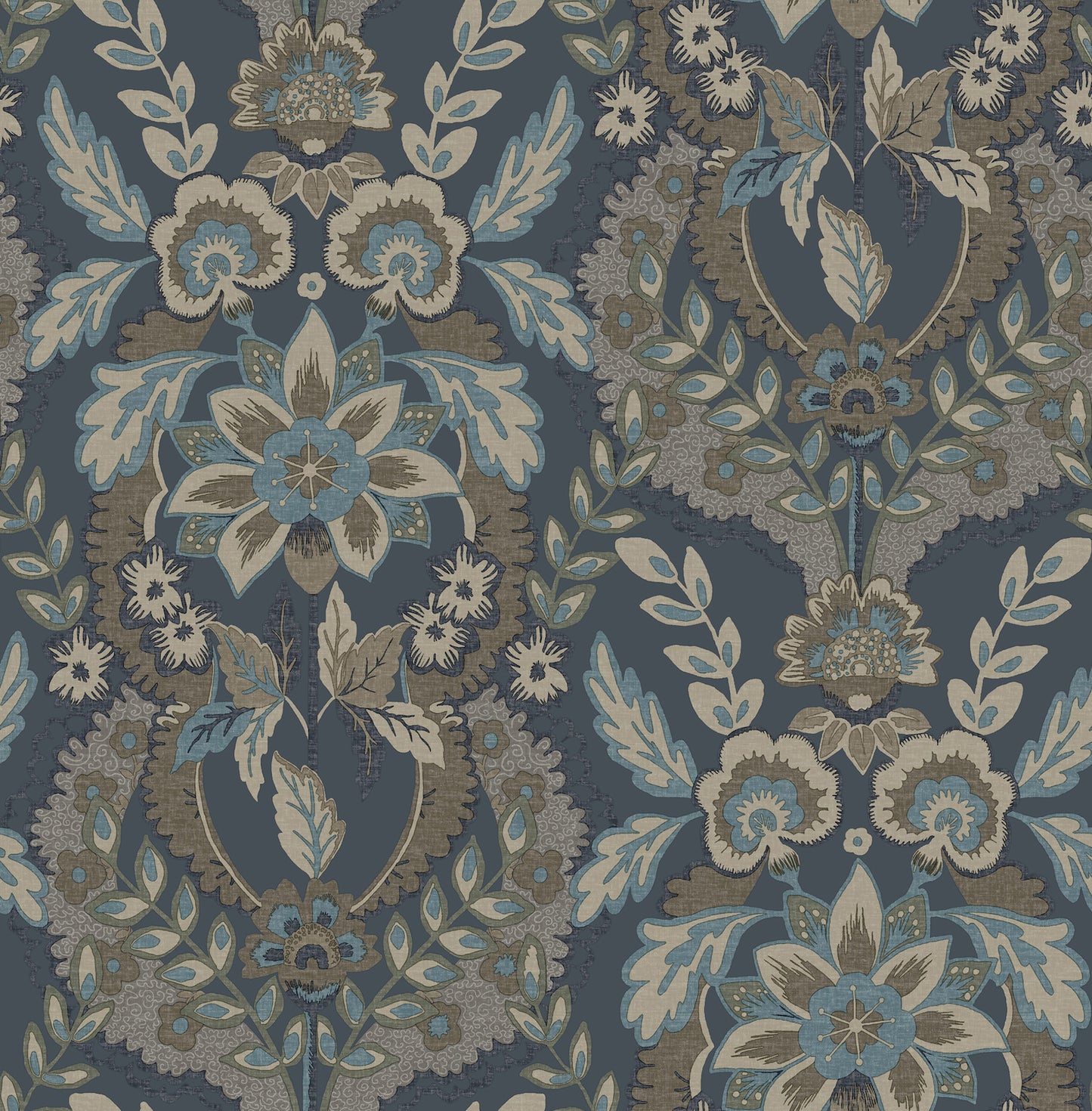 York Wallcoverings A-Street Prints Collins Teal Damask Wallpaper Botanical Traditional Teal  Wallpaper - 4173-27653