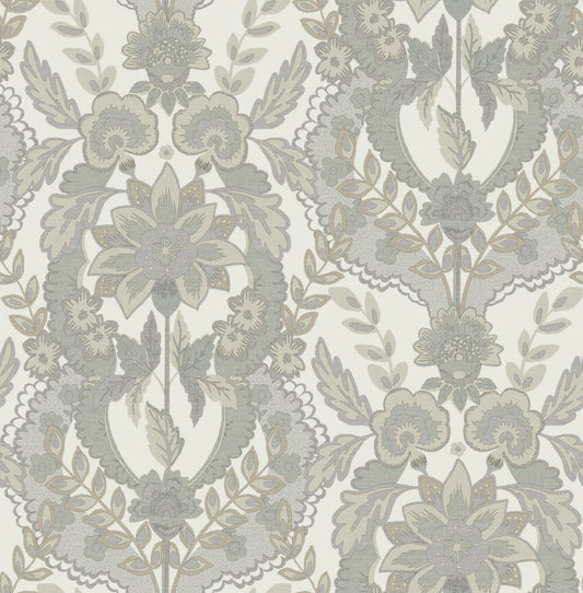 York Wallcoverings A-Street Prints Collins Light Blue Damask Wallpaper Botanical Traditional Light Blue  Wallpaper - 4173-27655