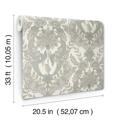 York Wallcoverings A-Street Prints Collins Light Blue Damask Wallpaper Botanical Traditional Light Blue  Wallpaper - 4173-27655