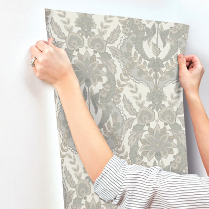 York Wallcoverings A-Street Prints Collins Light Blue Damask Wallpaper Botanical Traditional Light Blue  Wallpaper - 4173-27655