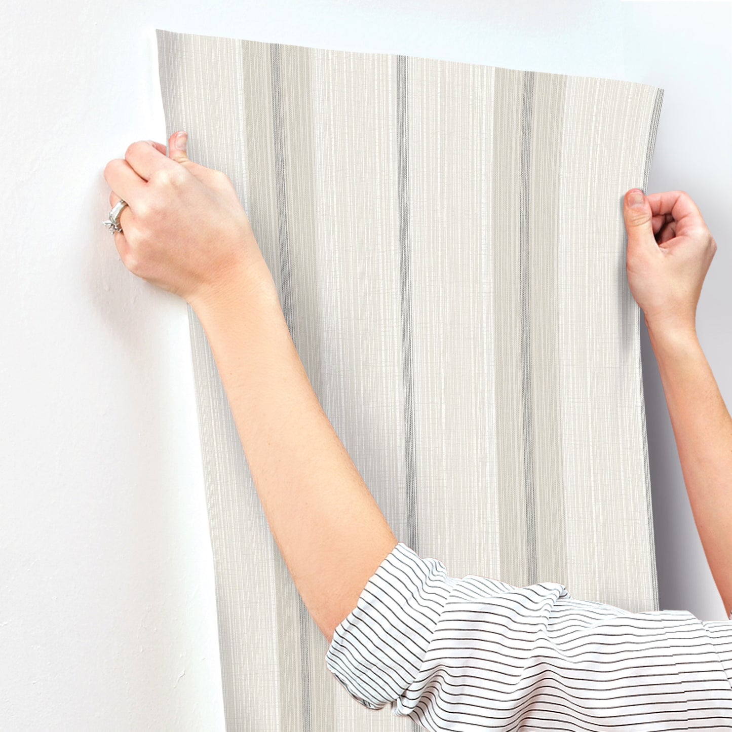 York Wallcoverings A-Street Prints Ames Grey Linen Stripe Wallpaper Graphics Transitional Grey  Wallpaper - 4173-27661