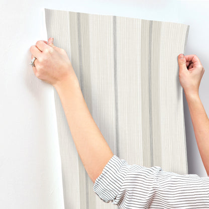 York Wallcoverings A-Street Prints Ames Grey Linen Stripe Wallpaper Graphics Transitional Grey  Wallpaper - 4173-27661