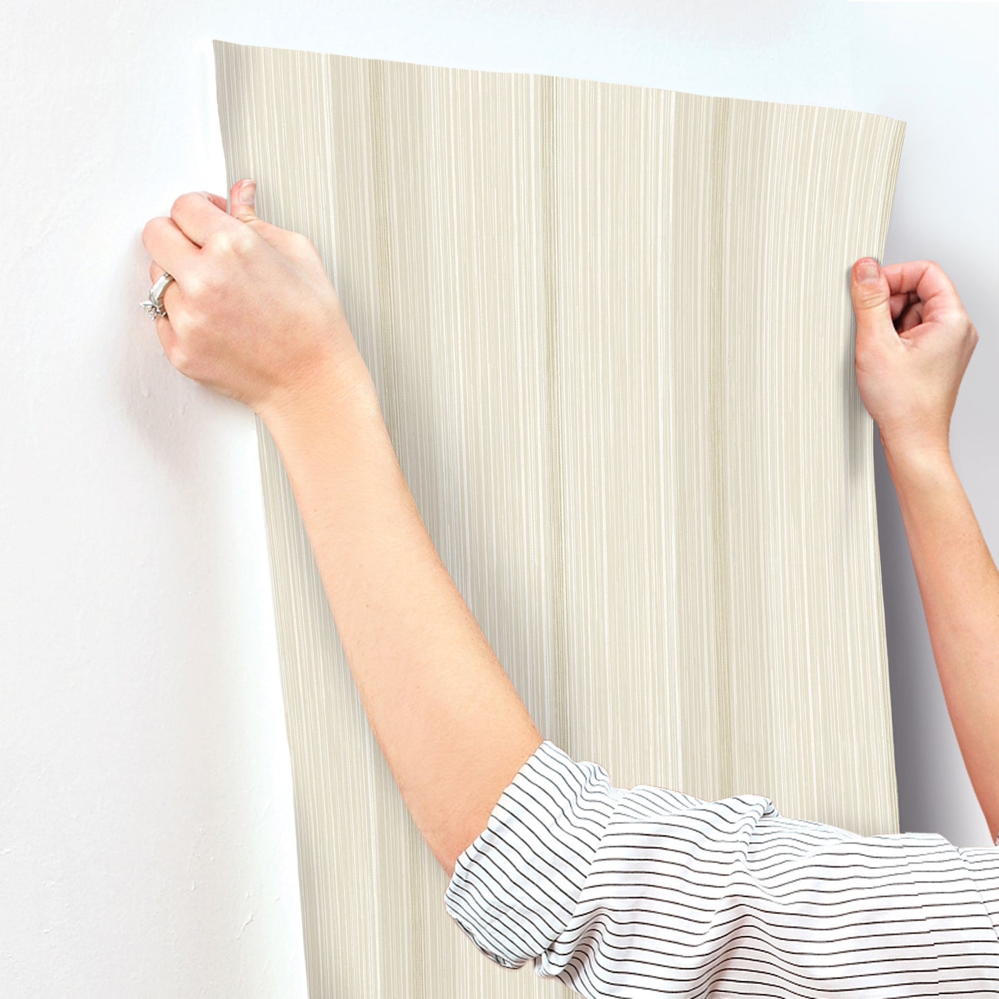 York Wallcoverings A-Street Prints Ames Beige Linen Stripe Wallpaper Graphics Transitional Beige  Wallpaper - 4173-27662