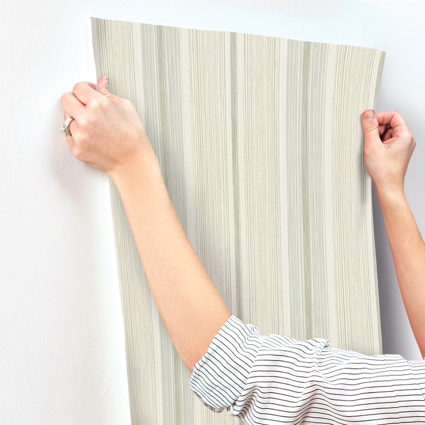 York Wallcoverings A-Street Prints Ames Seafoam Linen Stripe Wallpaper Graphics Transitional Seafoam  Wallpaper - 4173-27664