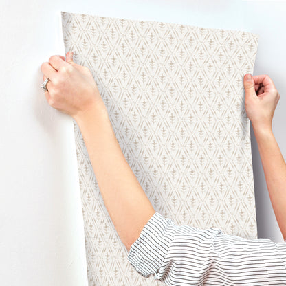 York Wallcoverings A-Street Prints Tillie Taupe Diamond Floral Wallpaper Graphics Transitional Taupe  Wallpaper - 4173-27673