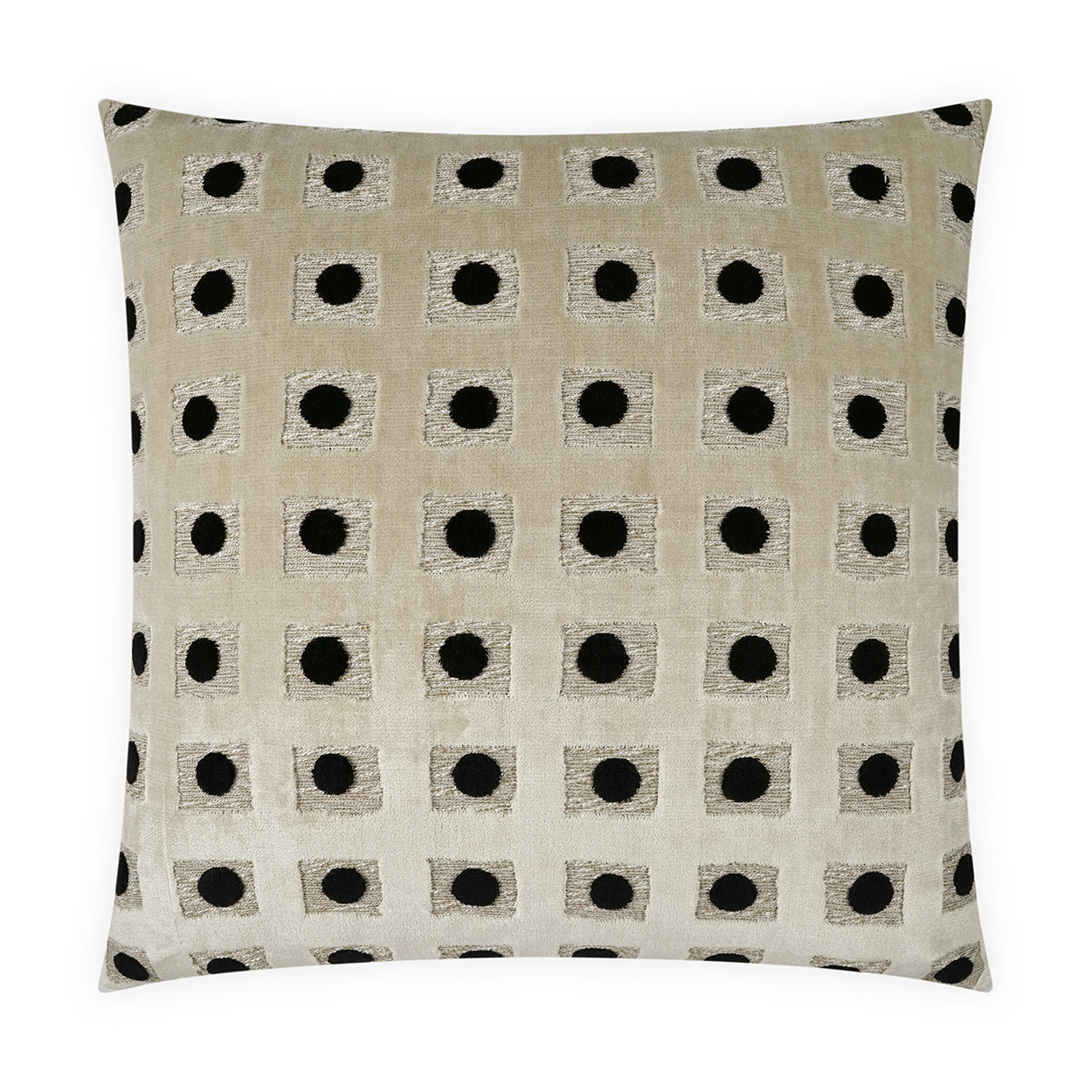 D.V. KAP HOME   24" x 24" Domino Pillow - Onyx Circular - Dots    - 4175-O-2424
