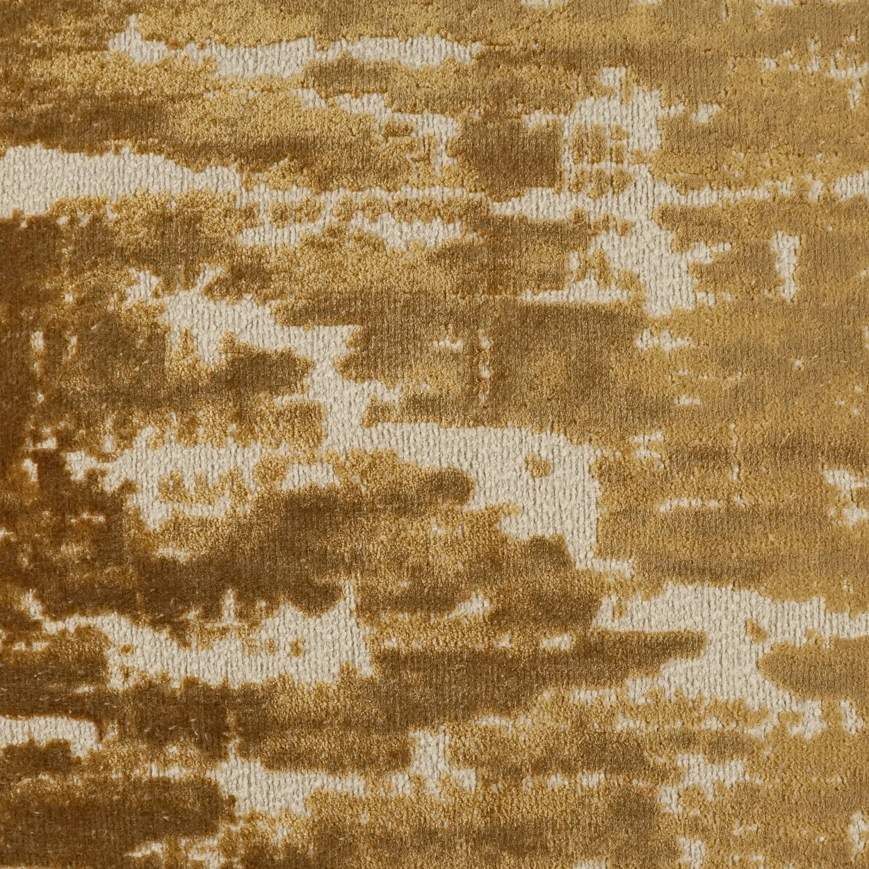 Amber abstract woven pillow fabric in golden ochre and beige tones; 24" x 24" pillow.