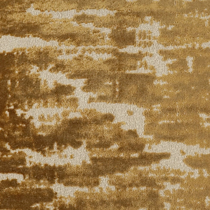 Amber abstract woven pillow fabric in golden ochre and beige tones; 24" x 24" pillow.