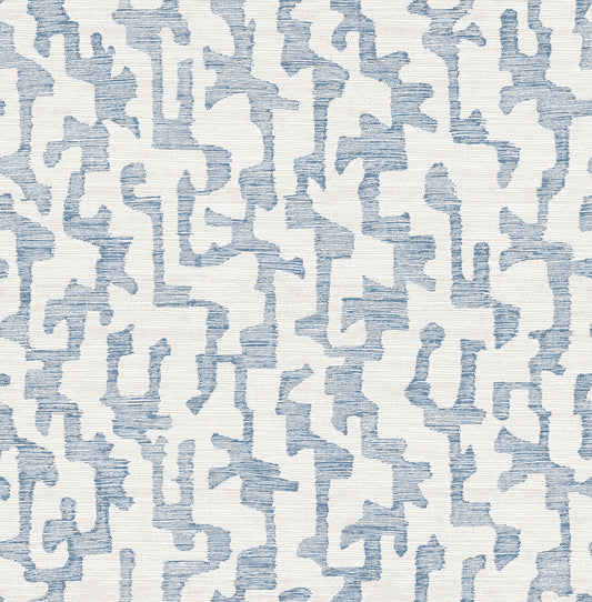 York Wallcoverings A-Street Prints Cipher Blue Geometric Faux Grasscloth Wallpaper Abstract Modern Blue  Wallpaper - 4177-27701
