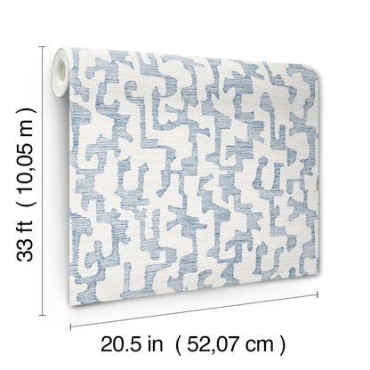 York Wallcoverings A-Street Prints Cipher Blue Geometric Faux Grasscloth Wallpaper Abstract Modern Blue  Wallpaper - 4177-27701