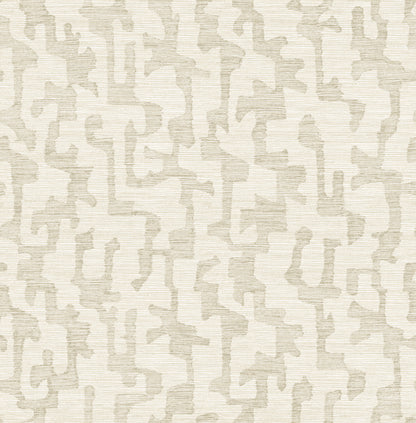 York Wallcoverings A-Street Prints Cipher Beige Geometric Faux Grasscloth Wallpaper Abstract Modern Beige  Wallpaper - 4177-27703