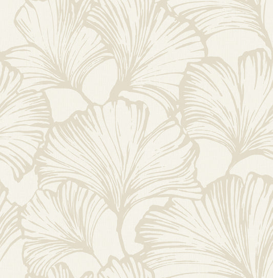 York Wallcoverings A-Street Prints Kyoto Pearl Ginkgo Leaf Wallpaper Botanical Modern Pearl  Wallpaper - 4177-27711