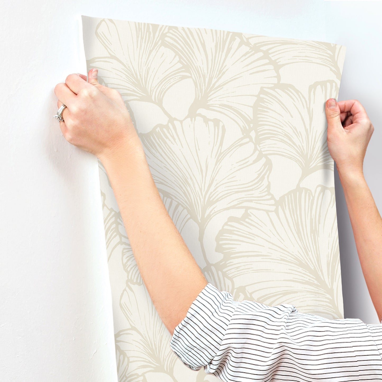 York Wallcoverings A-Street Prints Kyoto Pearl Ginkgo Leaf Wallpaper Botanical Modern Pearl  Wallpaper - 4177-27711