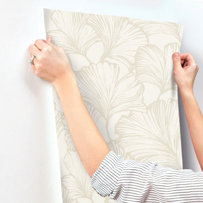 York Wallcoverings A-Street Prints Kyoto Pearl Ginkgo Leaf Wallpaper Botanical Modern Pearl  Wallpaper - 4177-27711