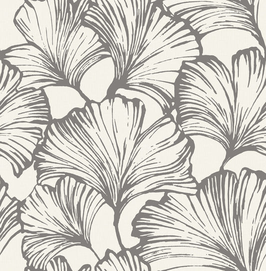 York Wallcoverings A-Street Prints Kyoto Charcoal Ginkgo Leaf Wallpaper Botanical Modern Charcoal  Wallpaper - 4177-27713