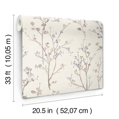 York Wallcoverings A-Street Prints Silverling Lavender Budding Branches Wallpaper Botanical Farmhouse Lavender  Wallpaper - 4177-27722