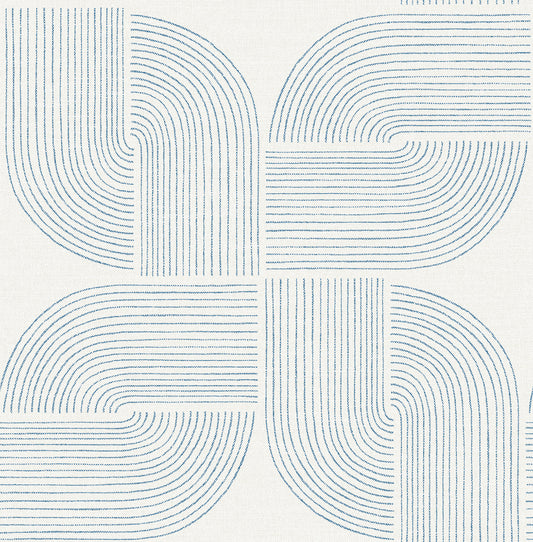 York Wallcoverings A-Street Prints Savoye Dark Blue Spiral Arches Wallpaper Graphics Retro Dark Blue  Wallpaper - 4177-27723