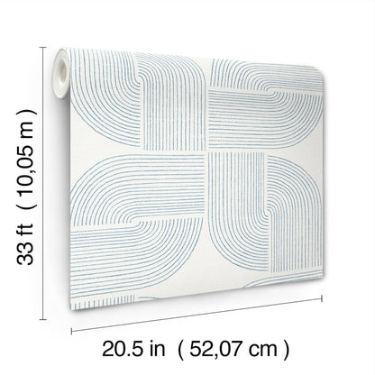 York Wallcoverings A-Street Prints Savoye Dark Blue Spiral Arches Wallpaper Graphics Retro Dark Blue  Wallpaper - 4177-27723