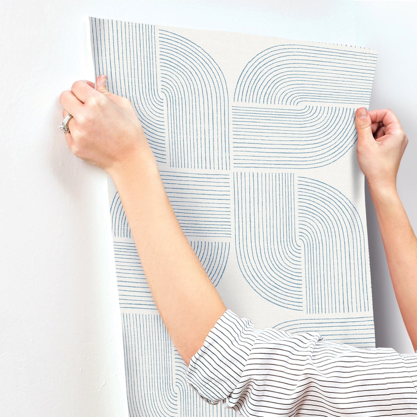 York Wallcoverings A-Street Prints Savoye Dark Blue Spiral Arches Wallpaper Graphics Retro Dark Blue  Wallpaper - 4177-27723