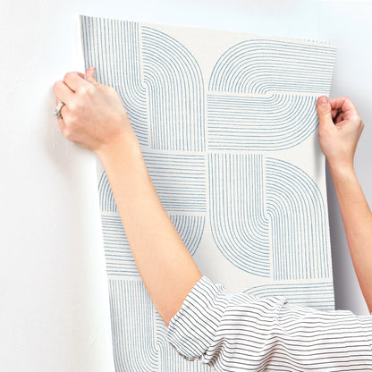 York Wallcoverings A-Street Prints Savoye Dark Blue Spiral Arches Wallpaper Graphics Retro Dark Blue  Wallpaper - 4177-27723