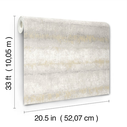 Wallpaper roll with grey textured stripe pattern, 20.5 in wide by 33 ft long.
