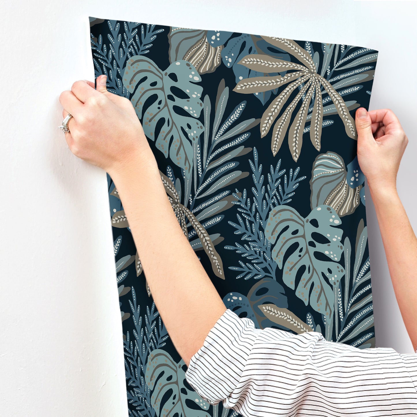 York Wallcoverings A-Street Prints Alocasia Blue Tropical Foliage Wallpaper Botanical Tropical Blue  Wallpaper - 4177-27735