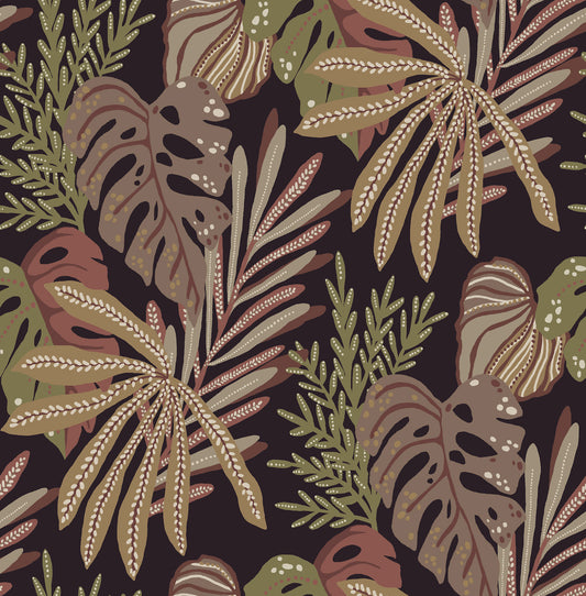 York Wallcoverings A-Street Prints Alocasia Burgundy Tropical Foliage Wallpaper Botanical Tropical Burgundy  Wallpaper - 4177-27738
