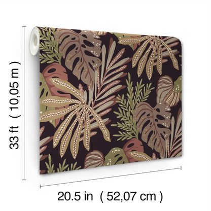 York Wallcoverings A-Street Prints Alocasia Burgundy Tropical Foliage Wallpaper Botanical Tropical Burgundy  Wallpaper - 4177-27738