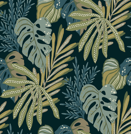 York Wallcoverings A-Street Prints Alocasia Green Tropical Foliage Wallpaper Botanical Tropical Green  Wallpaper - 4177-27739
