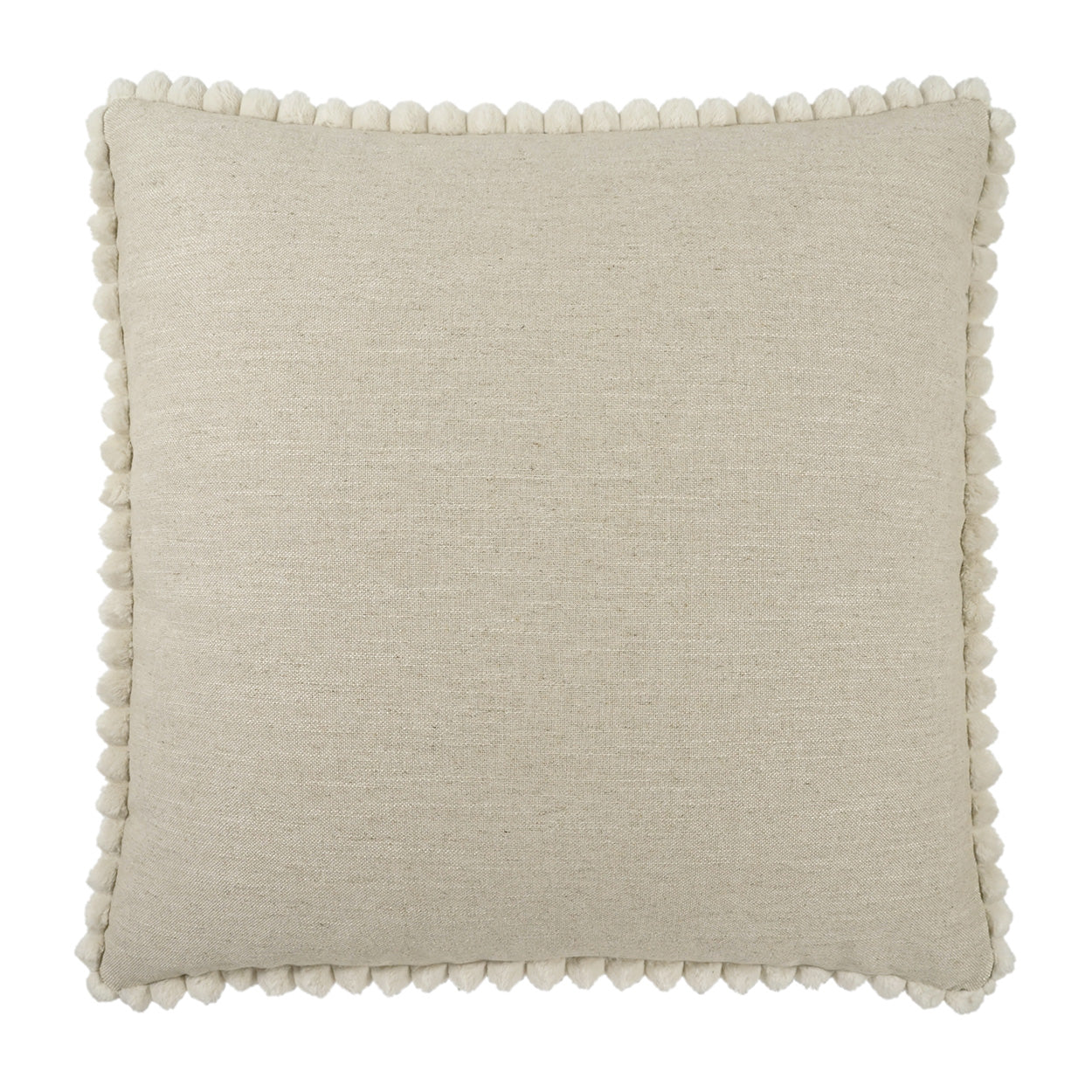 D.V. KAP HOME   24" x 24" Pom Chic Pillow - Linen Solid, Faux Fur    - 4179-L-2424