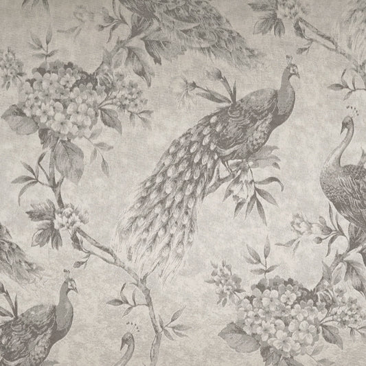 D.V. KAP HOME 4191-S-YARD Rococo Fabric - Smoke Traditional, Novelty, Animal  Silver   - Rococo