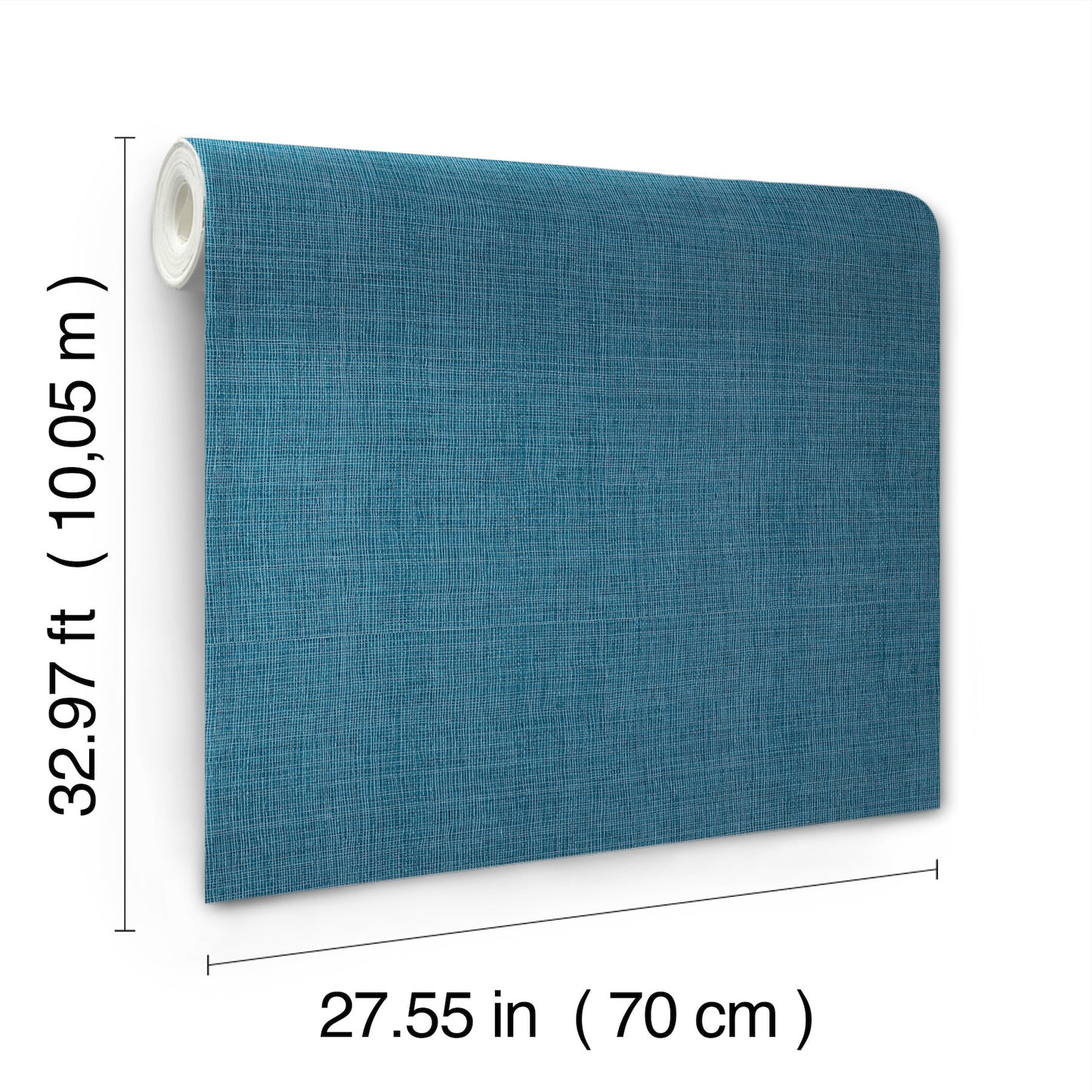 Dark blue open-weave wallpaper on a roll with white core; 70 cm wide, 10.05 m long; textured surface.