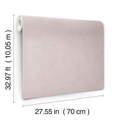 Lavender faux-linen wallpaper roll with a soft fabric-like texture, 70 cm wide and 10.05 m long.