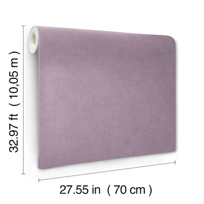 Lavender faux-linen wallpaper on a rolled bolt, 70 cm wide by about 10 m long.