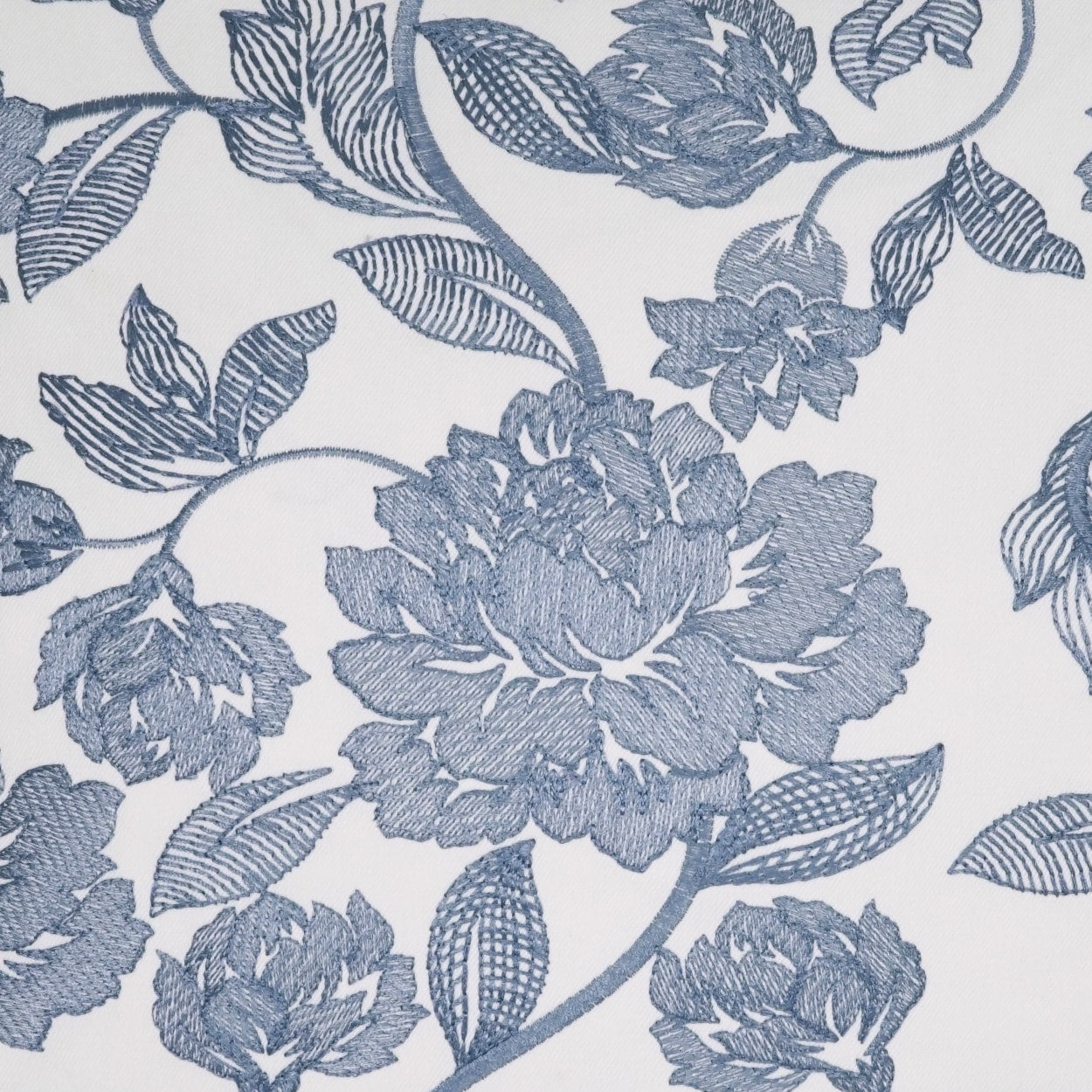 D.V. KAP HOME 4199-S-YARD Camilla Fabric - Sky Floral, Traditional, Embroidery  Blue   - Camilla