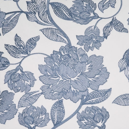 D.V. KAP HOME 4199-S-YARD Camilla Fabric - Sky Floral, Traditional, Embroidery  Blue   - Camilla