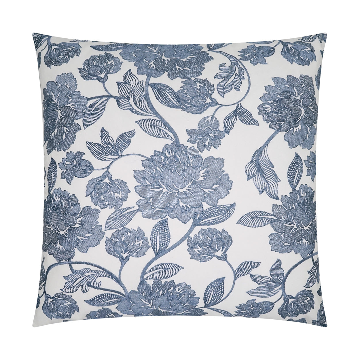 D.V. KAP HOME   24" x 24" Camilla Pillow - Sky Floral, Traditional, Embroidery    - 4199-S-2424
