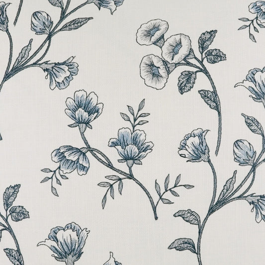 D.V. KAP HOME 4200-YARD Tulah Fabric Floral, Traditional, Embroidery  Blue   - Tulah