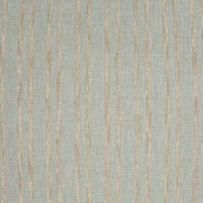 Light gray-blue pillow with beige vertical stripes and a linen-like texture