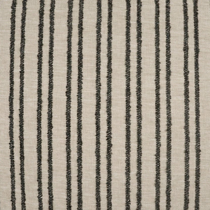 Beige pillow with a newsprint striped pattern, 24 x 24 inches.