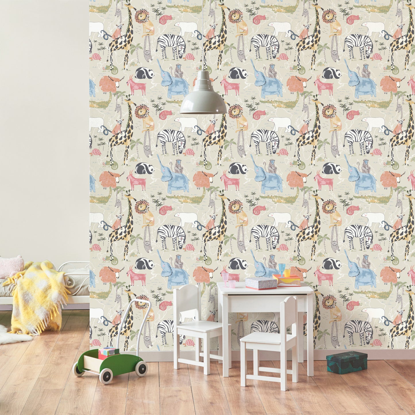 York Wallcoverings Advantage Safari Animals Beige Jungle Friends Wallpaper Animals Kids Beige  Wallpaper - 4203-27540