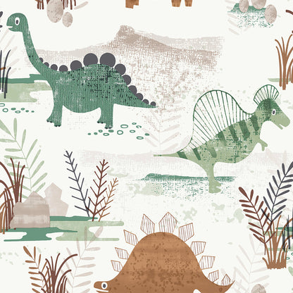 York Wallcoverings Advantage Prehistoric Dino Green Whimsical Wallpaper Animals Kids Green  Wallpaper - 4203-27544