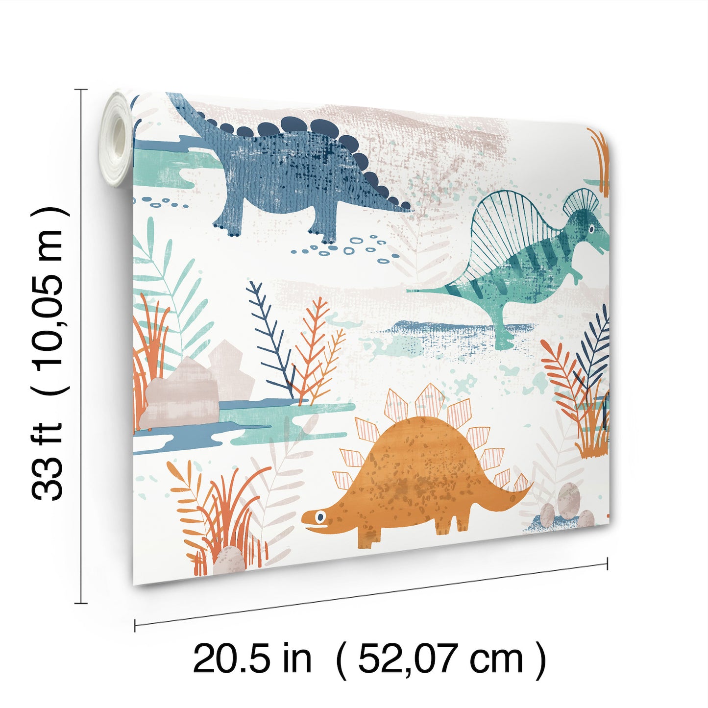 York Wallcoverings Advantage Prehistoric Dino Orange Whimsical Wallpaper Animals Kids Orange  Wallpaper - 4203-27545