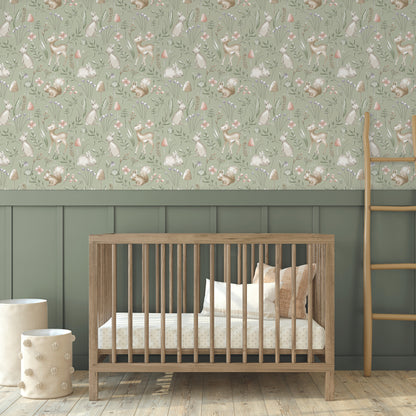 York Wallcoverings Advantage Forest Animals Sage Whimsical Wallpaper Animals Kids Sage  Wallpaper - 4203-27547