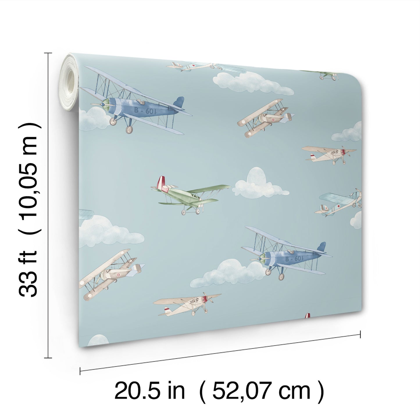York Wallcoverings Advantage Aeroplanes Blue Skies Wallpaper Transportation Kids Blue  Wallpaper - 4203-27548